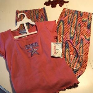 Glamour Chick Girls 2 piece Pajama set Sparkly bottom Short sleeve Star T-shirt